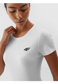 4f - Koszulka treningowa szybkoschnąca z materiału z recyklingu damska. Kolor: biały. Materiał: materiał. Sport: fitness #1