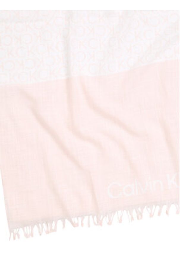 Calvin Klein Szal Monogram K60K612979 Różowy. Kolor: różowy. Materiał: bawełna, materiał