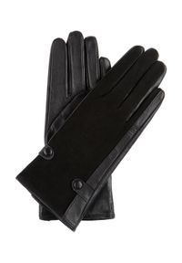 Ochnik - Skórzane rękawiczki damskie. Kolor: czarny. Materiał: skóra. Wzór: aplikacja. Styl: klasyczny #1