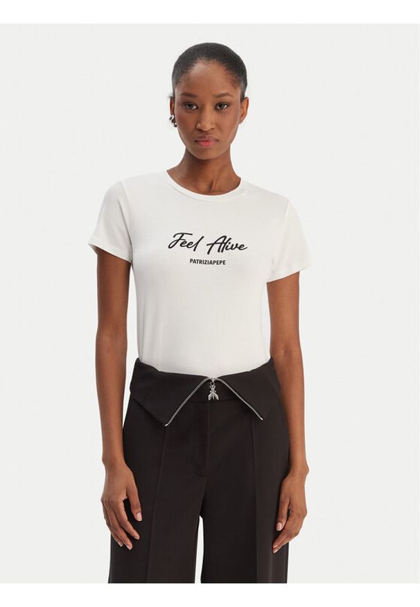 Patrizia Pepe T-Shirt 8M1807/J051-W146 Biały Regular Fit. Kolor: biały. Materiał: wiskoza