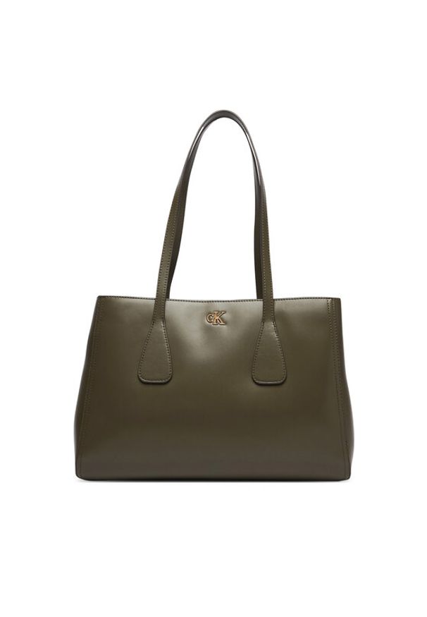 Calvin Klein Torebka Ck Medium Work Tote LV04F3442G Zielony. Kolor: zielony. Materiał: skórzane