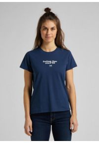 Lee - LEE CREW NECK TEE DAMSKI T-SHIRT WASHED BLUE L44OYGLR 112109939