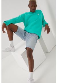adidas Originals bluza Adicolor HE9425 męska kolor zielony gładka. Okazja: na co dzień. Kolor: zielony. Materiał: bawełna. Długość rękawa: raglanowy rękaw. Wzór: gładki. Styl: casual #5