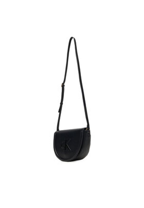 Calvin Klein Torebka Bold Ck Saddle Crossbody LV04F3221G Czarny. Kolor: czarny. Materiał: skórzane