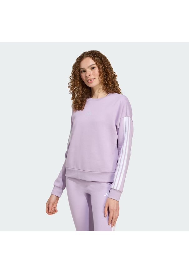 Adidas - Bluza Essentials 3-Stripes Fleece. Kolor: różowy, biały, wielokolorowy. Materiał: materiał. Sport: fitness