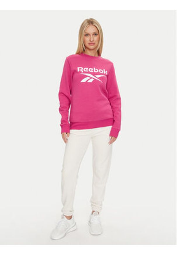 Reebok Bluza Identity Big Logo Fleece Crew 100075949 Różowy Regular Fit. Kolor: różowy. Materiał: bawełna, syntetyk
