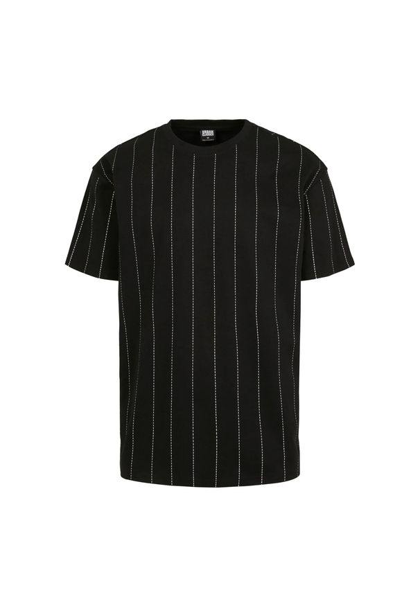 Urban Classics - T-shirt Męski Prążki Oversized. Kolor: czarny. Wzór: prążki. Sport: turystyka piesza