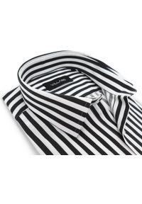 Mmer / Villaro - Koszule męskie - Koszula męska w biało-czarne paski I140. Kolor: wielokolorowy, czarny, biały. Materiał: bawełna, elastan, tkanina. Długość: długie. Wzór: paski #1