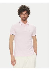 TOMMY HILFIGER - Tommy Hilfiger Polo MW0MW39993 Różowy Slim Fit. Typ kołnierza: polo. Kolor: różowy. Materiał: bawełna #1