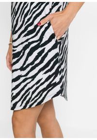 Sukienka shirtowa bonprix biało-czarny w paski zebry. Kolor: biały. Wzór: motyw zwierzęcy, paski #5