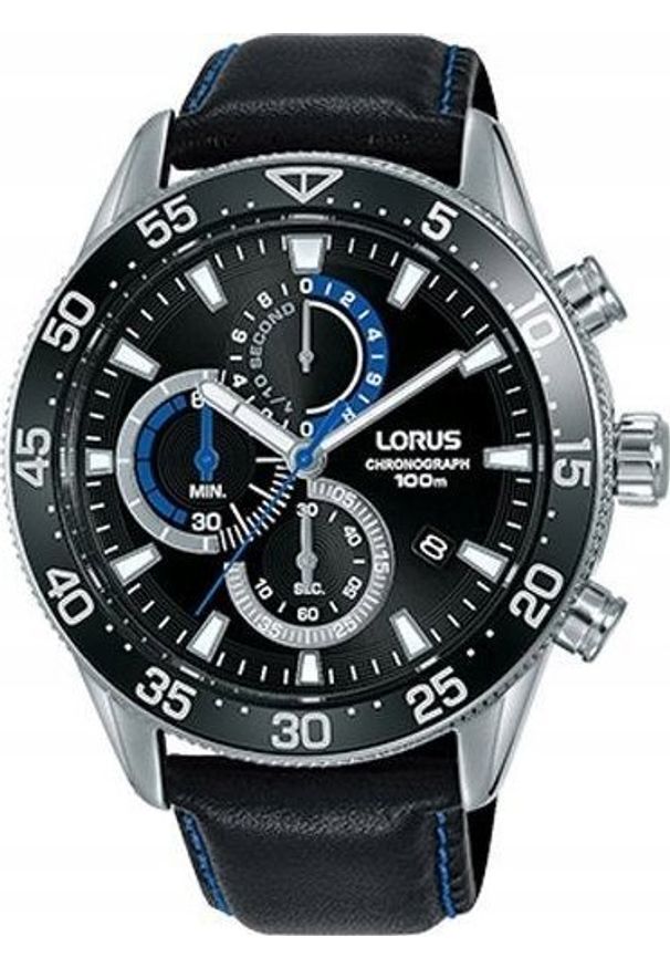 Zegarek Lorus Zegarek Męski SPORTS czarny ( 45 mm). Kolor: czarny. Styl: sportowy
