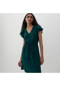Reserved - Sukienka z falbanami na ramionach - Turkusowy. Kolor: turkusowy #1