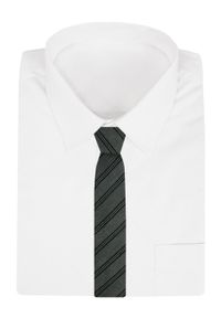 Klasyczny Krawat Klubowy - Alties - Grafit w Prążek. Materiał: tkanina. Wzór: prążki. Styl: klasyczny #3