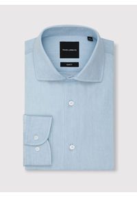 Pako Lorente - PAKO LORENTE - Jasnoniebieska koszula jeansowa. Typ kołnierza: kołnierzyk włoski. Kolor: niebieski. Materiał: jeans. Długość rękawa: długi rękaw. Długość: długie. Wzór: gładki #5