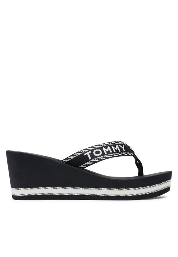 TOMMY HILFIGER - Tommy Hilfiger Japonki Webbing H Wedge Sandal FW0FW07149 Granatowy. Kolor: niebieski. Materiał: materiał