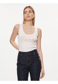 Guess Top Logo W4GP16 K1814 Biały Slim Fit. Kolor: biały. Materiał: bawełna #1