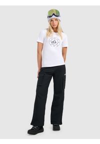 4f - 4F T-shirt regular z nadrukiem damski - biały XL. Okazja: na co dzień. Kolor: biały. Materiał: dzianina, bawełna. Długość rękawa: krótki rękaw. Długość: krótkie. Wzór: nadruk. Styl: casual #2