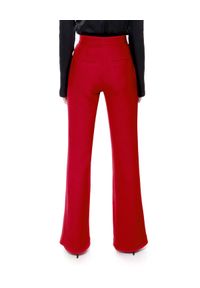 AGGI - Czerwone spodnie z rozcięciami Monica. Kolor: czerwony. Materiał: jedwab. Wzór: ze splotem #3