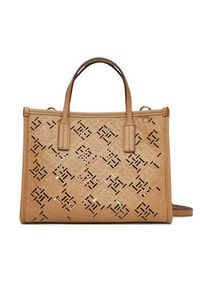 TOMMY HILFIGER - Tommy Hilfiger Torebka Th City Mini AW0AW17500 Brązowy. Kolor: brązowy. Materiał: skórzane #5