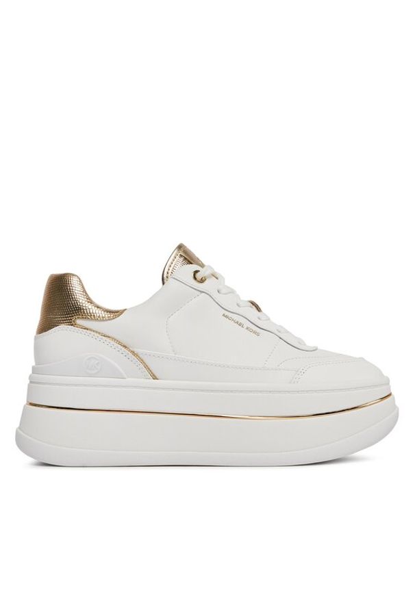 MICHAEL Michael Kors Sneakersy Hayes Lace Up 43R4HYFS2L Złoty. Kolor: biały. Materiał: skóra
