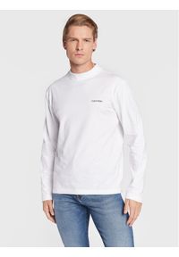 Calvin Klein Longsleeve Micro Logo K10K110179 Biały Regular Fit. Kolor: biały. Materiał: bawełna. Długość rękawa: długi rękaw