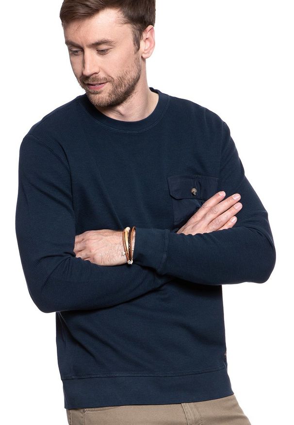 Mustang - MĘSKI SWETER MUSTANG Ben C Waffle DARK SAPPHIRE 1007010 4136