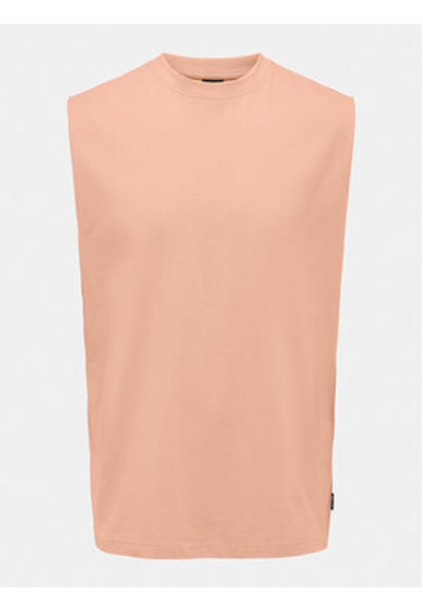 Only & Sons Tank top Fred 22025300 Koralowy Relaxed Fit. Kolor: pomarańczowy. Materiał: bawełna