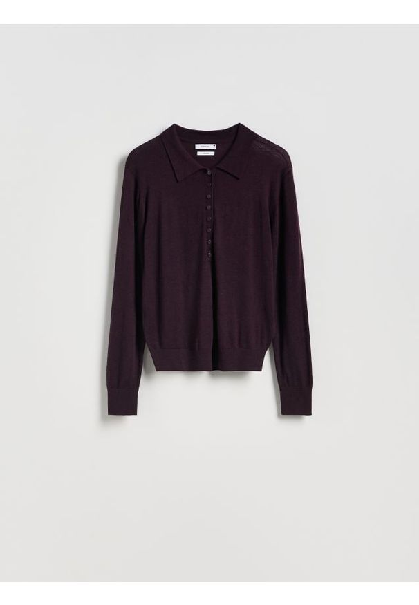 Reserved - Sweter z wełną - mahoniowy. Kolor: brązowy. Materiał: wełna