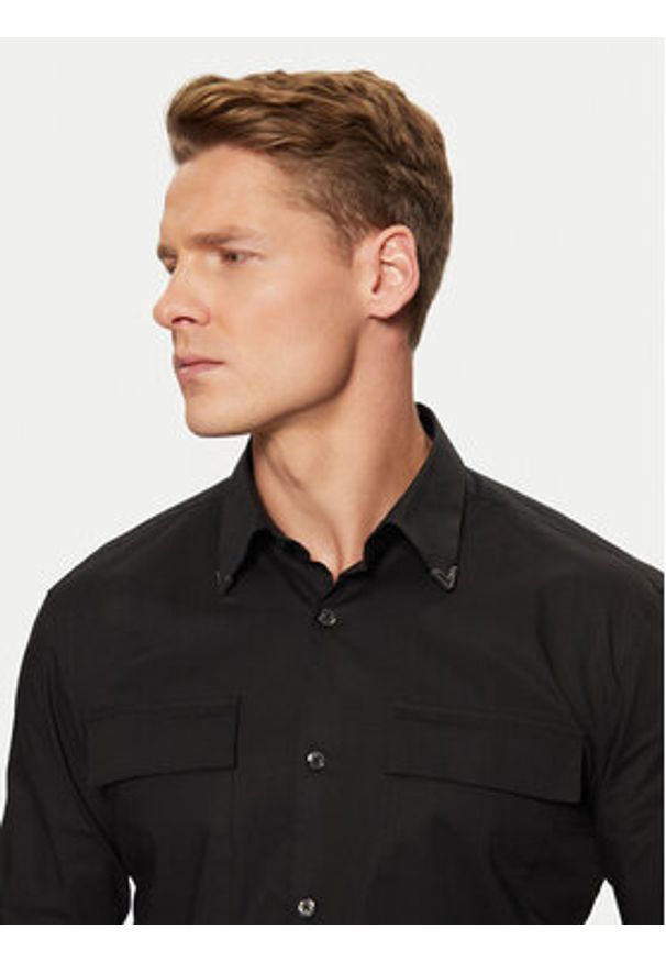 Hugo - HUGO Koszula Ermetal 50534281 Czarny Slim Fit. Kolor: czarny. Materiał: bawełna
