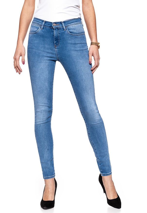 Wrangler - WRANGLER HIGH SKINNY SALTY W27H6195W. Stan: podwyższony. Wzór: aplikacja