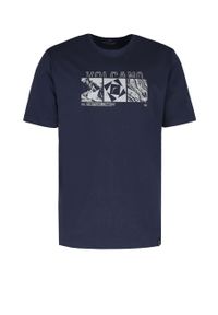 Volcano - T-shirt z outdoorowym nadrukiem, Comfort Fit, T-KELLY. Kolor: niebieski. Materiał: bawełna. Długość rękawa: krótki rękaw. Długość: krótkie. Wzór: nadruk