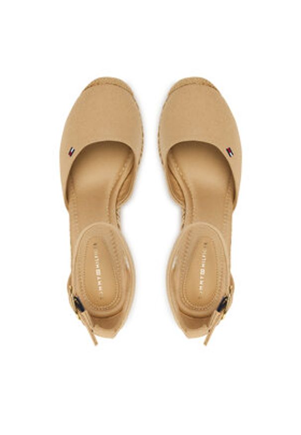 TOMMY HILFIGER - Tommy Hilfiger Espadryle Wedge FW0FW09225 Beżowy. Kolor: beżowy. Materiał: materiał