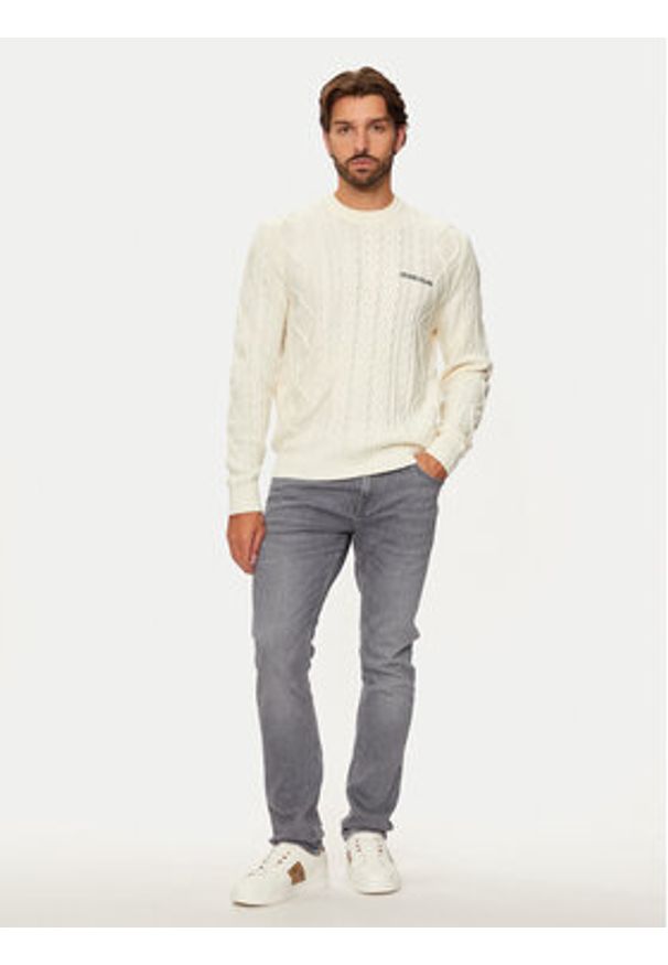 Guess Jeans Sweter M4BR34 Z3HN2 Écru Regular Fit. Materiał: syntetyk, wełna