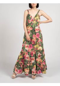 Liu Jo - Liu-Jo Sukienka. Materiał: bawełna. Długość rękawa: na ramiączkach. Wzór: aplikacja, kwiaty. Długość: maxi