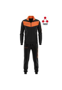 Dres piłkarski dla dorosłych Givova Tuta Visa Fluo czarno-pomarańczowy. Kolor: czarny, pomarańczowy, wielokolorowy. Materiał: dresówka, poliester. Sport: piłka nożna