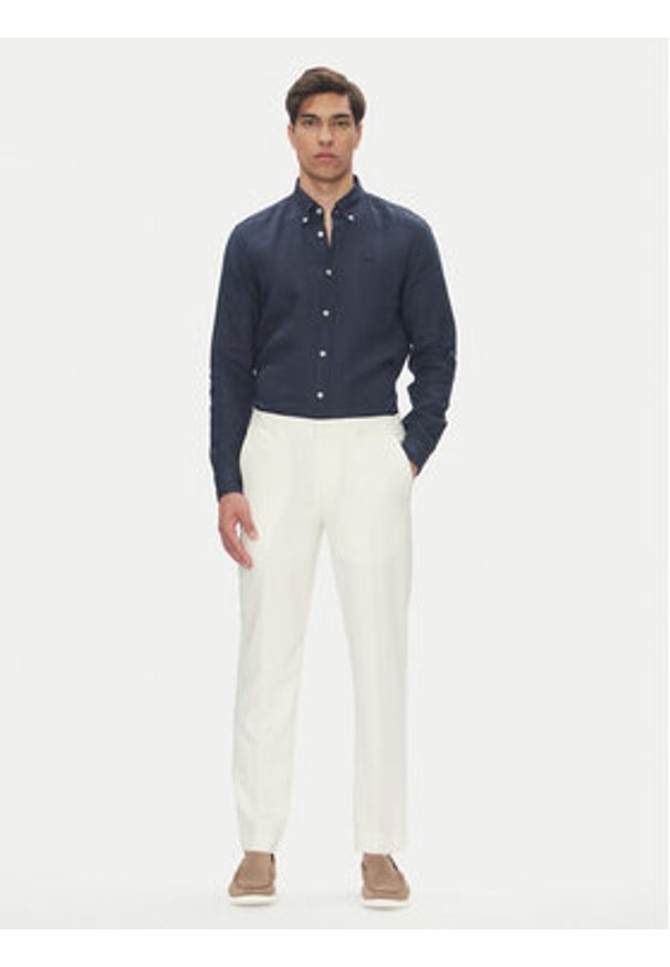 BOSS Koszula H-Roan-Bd-E-C1 50520283 Granatowy Slim Fit. Kolor: niebieski. Materiał: len