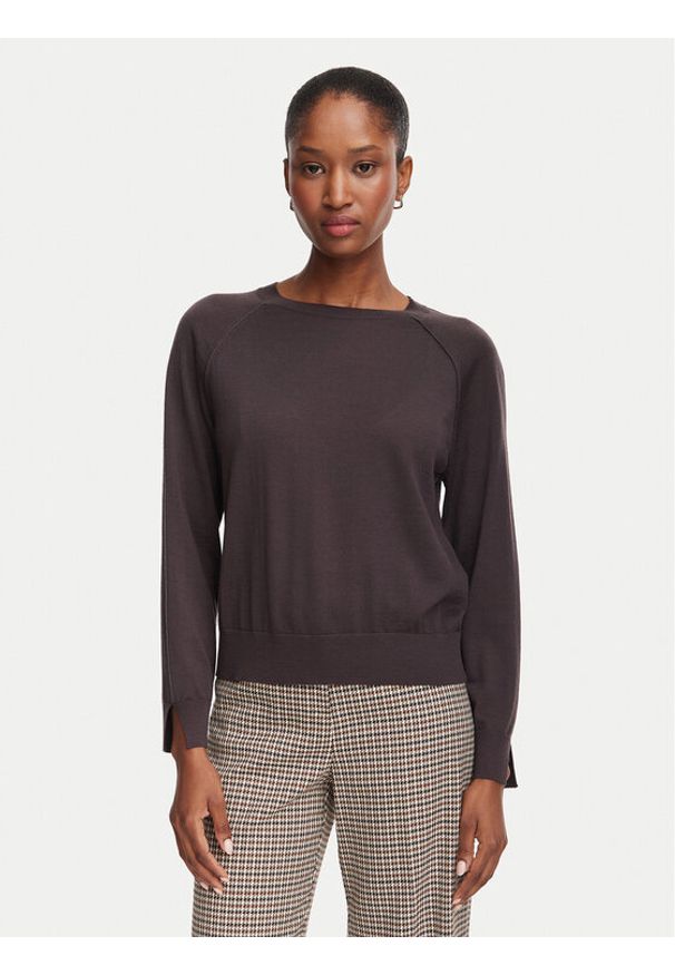 Marella Sweter Cottage 2625366211 Brązowy ciemny Regular Fit. Kolor: brązowy. Materiał: wełna
