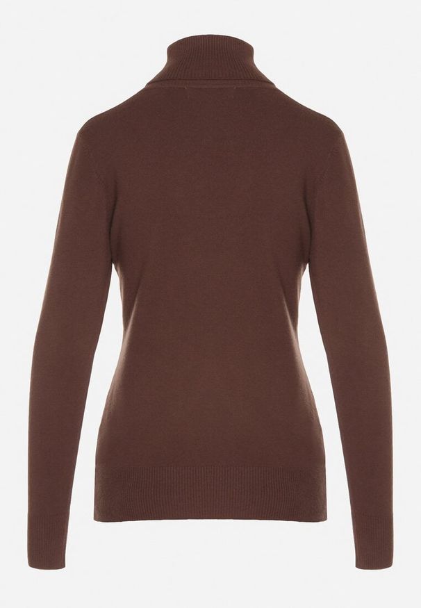 Born2be - Brązowy Golf Sweter z Wiskozą i Kaszmirem Zailaya. Okazja: na co dzień. Typ kołnierza: golf. Kolor: brązowy. Materiał: kaszmir, wiskoza. Styl: casual