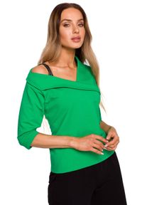 MOE - Bawełniana Bluzka z Logowaną Taśmą - Zielona. Kolor: zielony. Materiał: bawełna