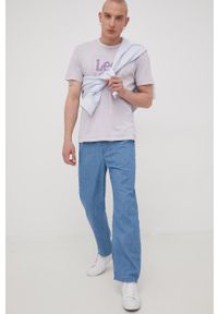 Lee bluza bawełniana męska kolor fioletowy z nadrukiem. Kolor: fioletowy. Materiał: bawełna. Wzór: nadruk #5