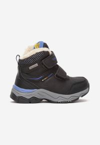 Born2be - Czarno-Niebieskie Botki Traperki na Rzepy Ligal. Okazja: na uczelnię, na co dzień. Zapięcie: rzepy. Kolor: czarny. Materiał: jeans. Styl: wizytowy, casual, elegancki