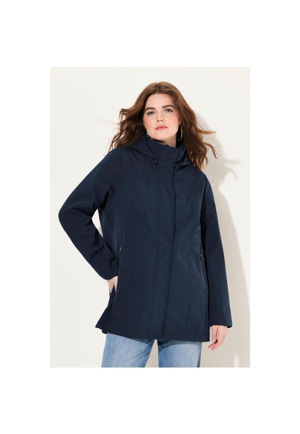 ULLA POPKEN - Damskie Kurtka softshell HYPRAR wodoodporna odpinany kaptur. Kolekcja: plus size. Kolor: niebieski. Materiał: poliester, materiał, elastan. Sport: turystyka piesza