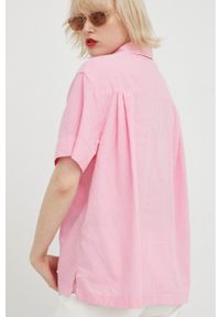 Levi's® - Levi's koszula lniana damska kolor różowy relaxed z kołnierzykiem klasycznym. Okazja: na spotkanie biznesowe. Typ kołnierza: kołnierzyk klasyczny. Kolor: różowy. Materiał: len. Długość rękawa: krótki rękaw. Długość: krótkie. Styl: klasyczny #3