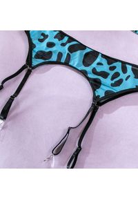 Intica - Komplet bielizny z koronką i pasem do pończoch Jordanka. Kolor: niebieski. Materiał: koronka. Wzór: koronka #3