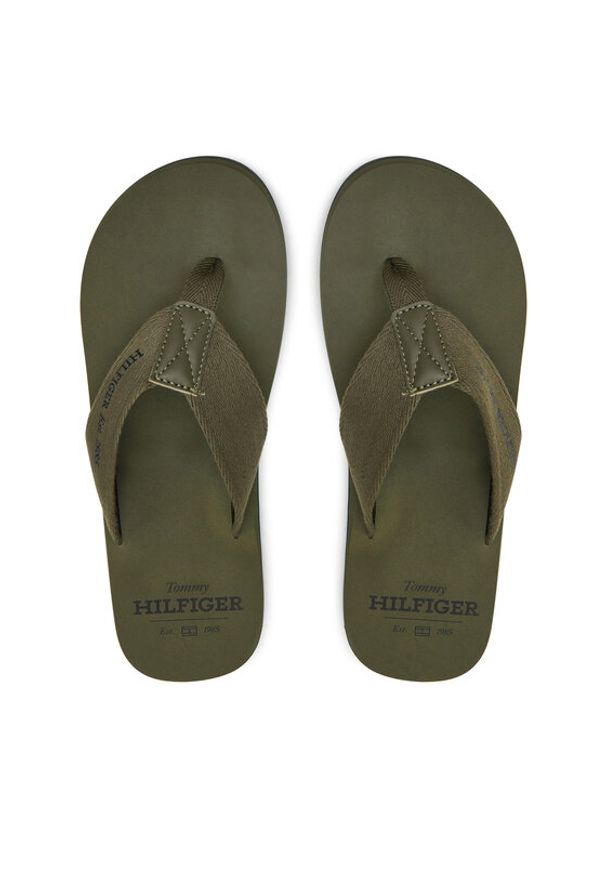 TOMMY HILFIGER - Tommy Hilfiger Japonki Hilfiger 85 Beach Sandal FM0FM05339 Zielony. Kolor: zielony. Materiał: materiał