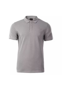 Hi-tec - Koszulka polo męska Hi-Tec Romso - szara, Rozmiar XXXL. Typ kołnierza: polo. Kolor: szary. Materiał: skóra, bawełna, materiał #1
