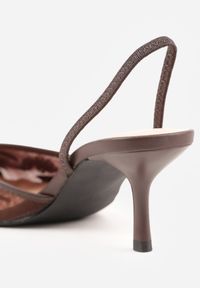 Renee - Brązowe Siateczkowe Czółenka na Szpilce z Haftami i Perełkami Branira. Okazja: na imprezę. Zapięcie: pasek. Kolor: brązowy. Wzór: haft. Obcas: na szpilce. Styl: elegancki #6