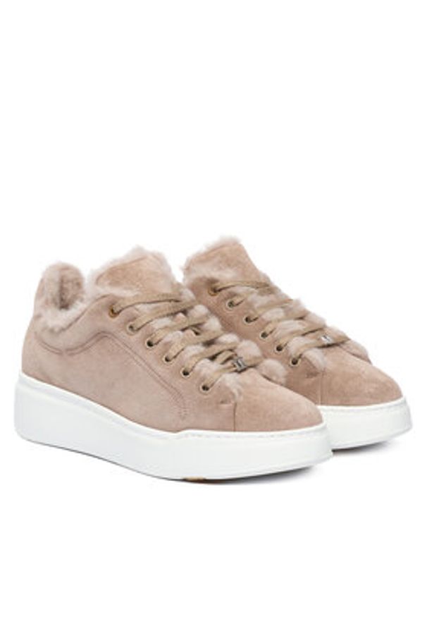 Max Mara Sneakersy Tmaxi1 2524766172650 Beżowy. Kolor: beżowy. Materiał: skóra, zamsz