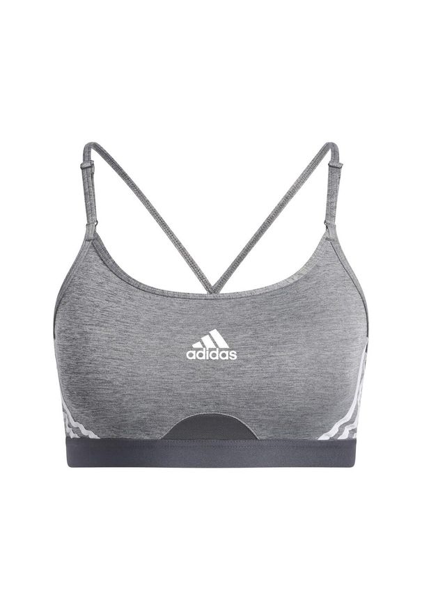 Stanik fitness cardio Adidas Aeroreact Training Light-Support 3-Stripes Bra. Kolor: biały, szary, wielokolorowy. Materiał: materiał. Sport: fitness
