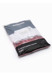 Ombre Clothing - Komplet męskich t-shirtów bawełnianych polo BASIC – granatowy/biały/czerwony V3 OM-POBS-0133 - XXL. Typ kołnierza: polo. Kolor: czerwony. Materiał: bawełna. Wzór: haft. Styl: klasyczny, sportowy #5